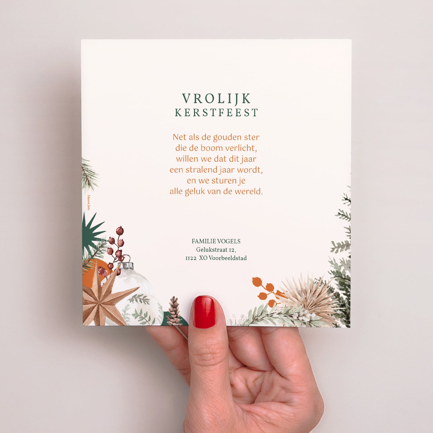 Kerstkaart Eindejaar Vierkant Kerstboom deco foto N° 3