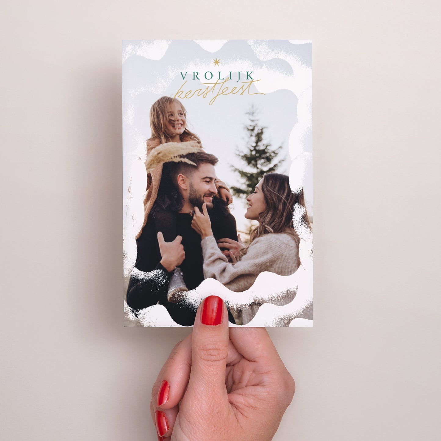 Kerstkaart Eindejaar Portret Sneeuwvlokken foto N° 2