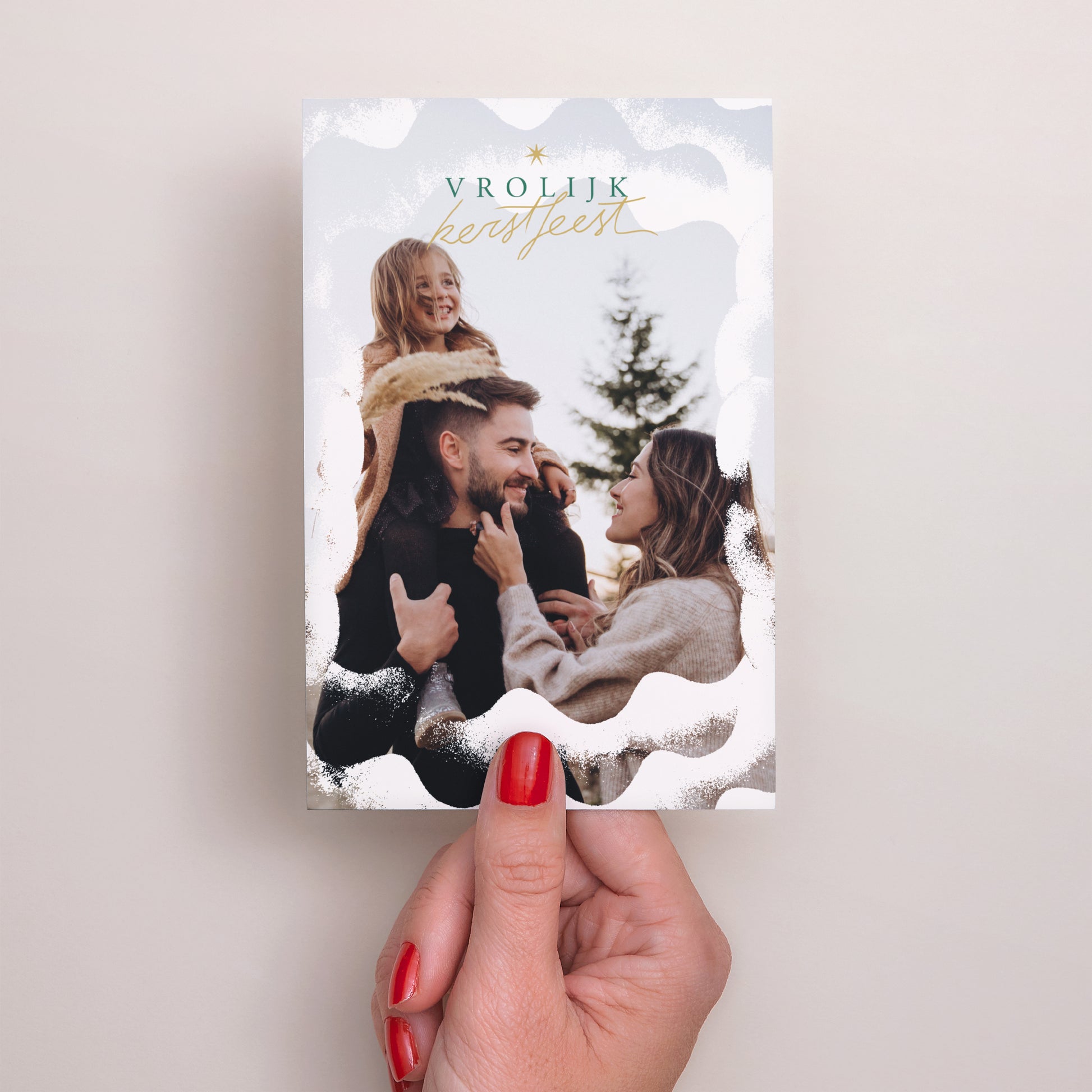 Kerstkaart Eindejaar Portret Sneeuwvlokken foto N° 2