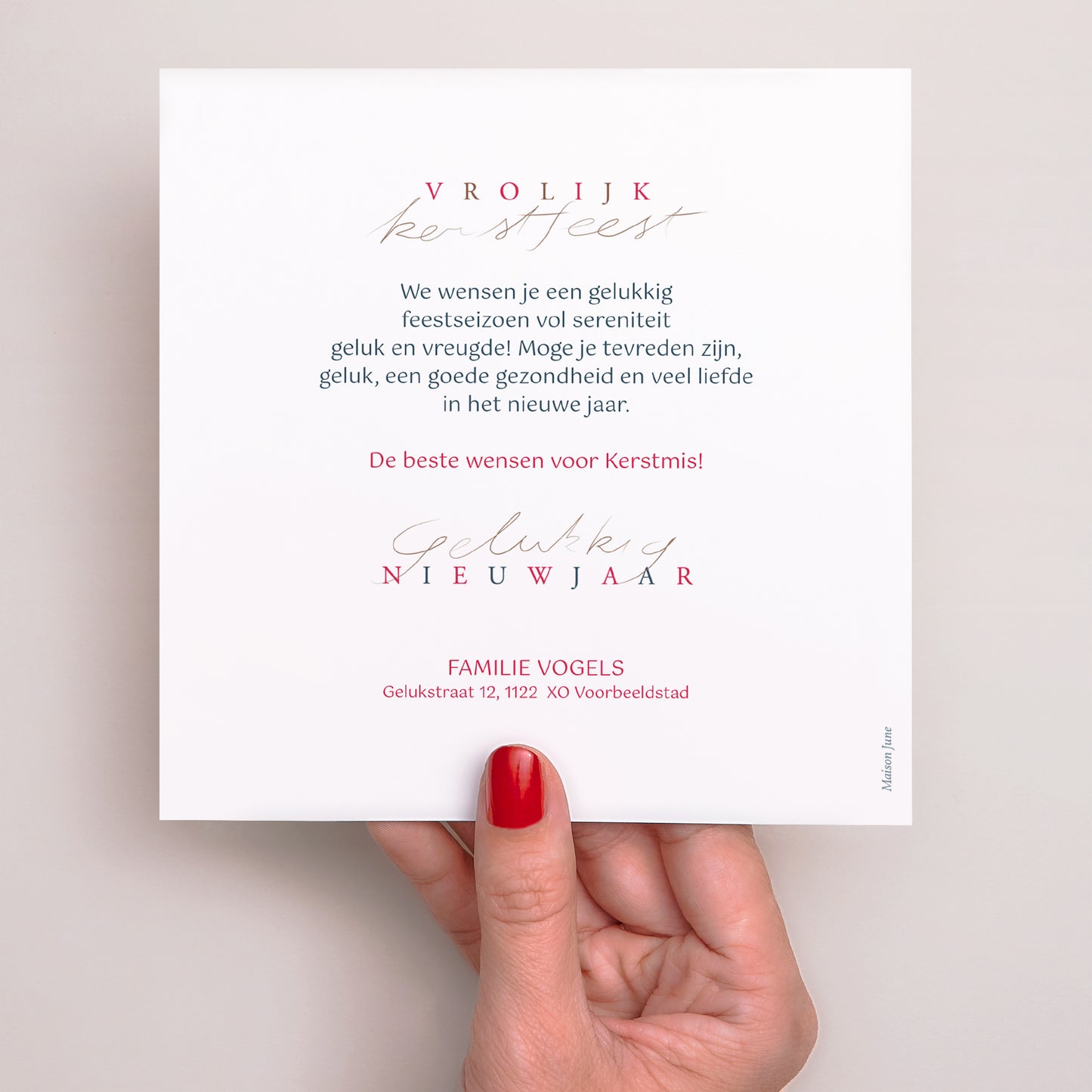 Kerstkaart Eindejaar Eenvoudig vierkant Santa FeVertaling in het Nederlands: Santa Fe. foto N° 3