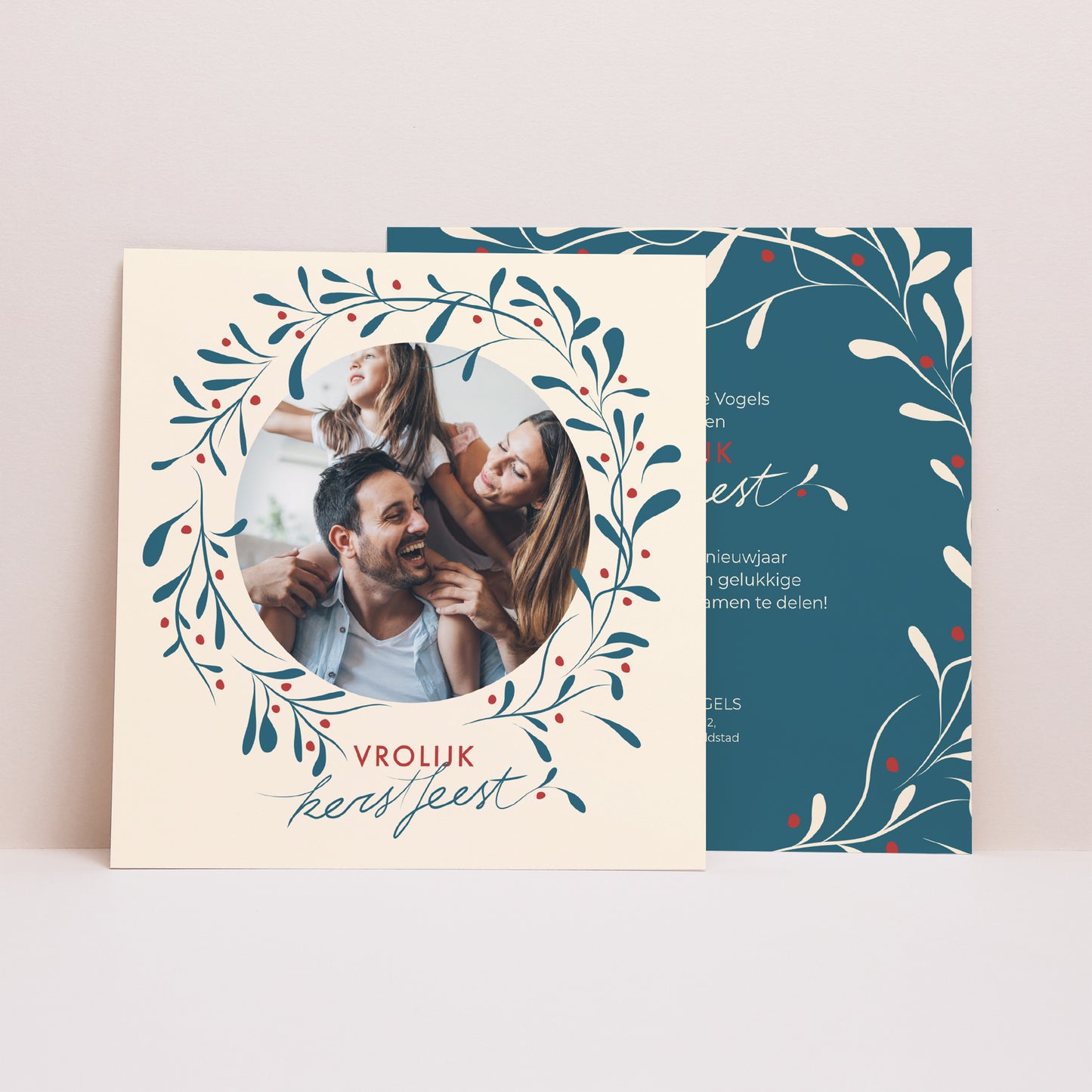 Kerstkaart Eindejaar Vierkant Hulst en geluk II foto N° 1