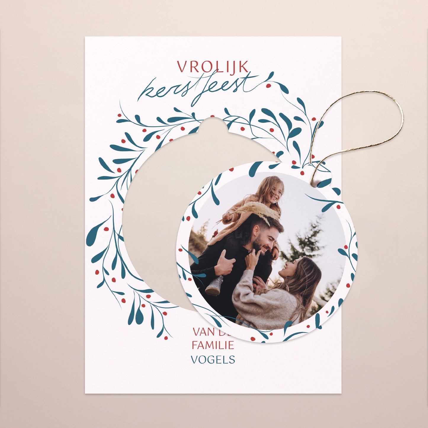 Kerstkaart Eindejaar Afneembaar Kroon van hulst foto N° 1