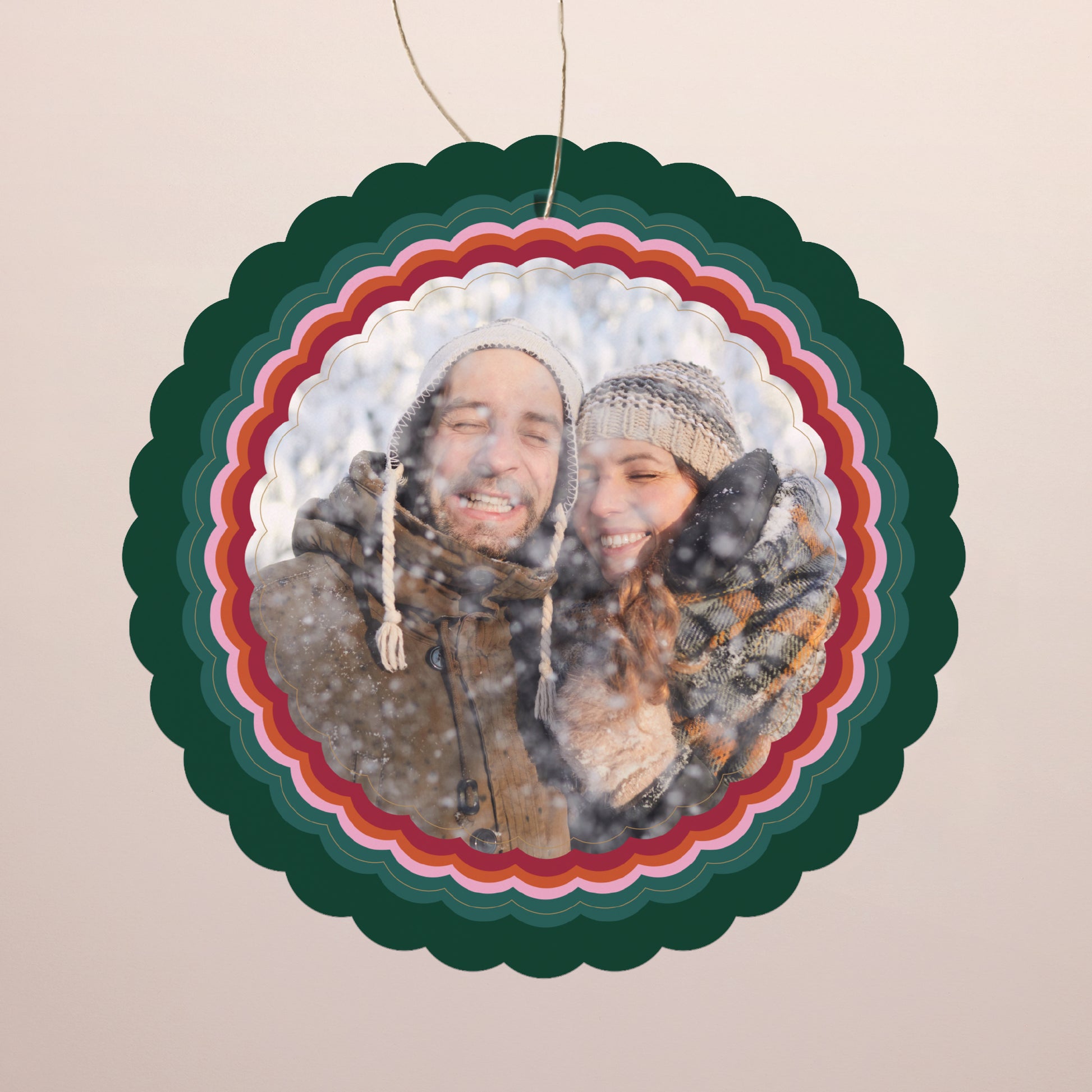 Kerstkaart Eindejaar Om op te hangen. Kerstlicht foto N° 1