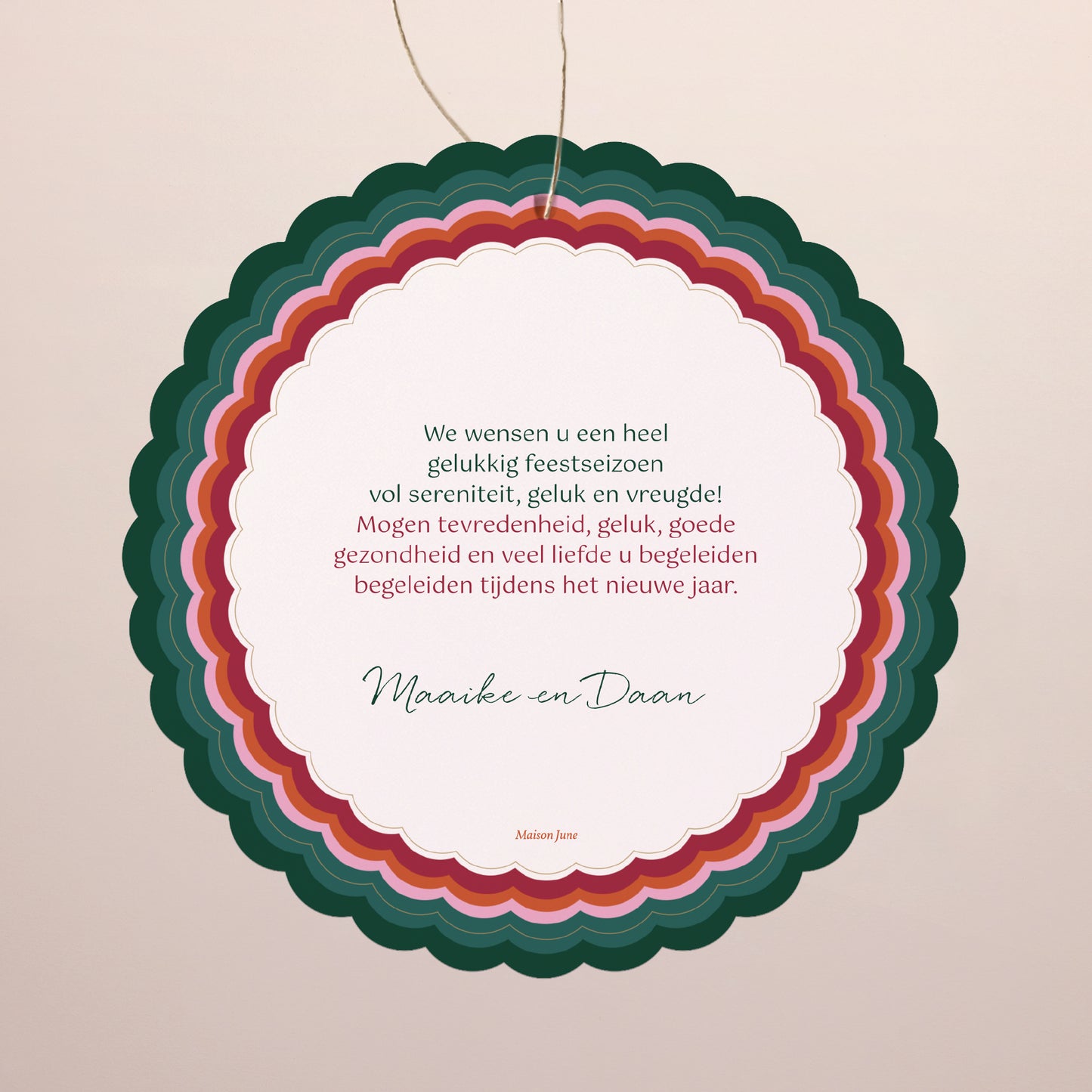 Kerstkaart Eindejaar Om op te hangen. Kerstlicht foto N° 2