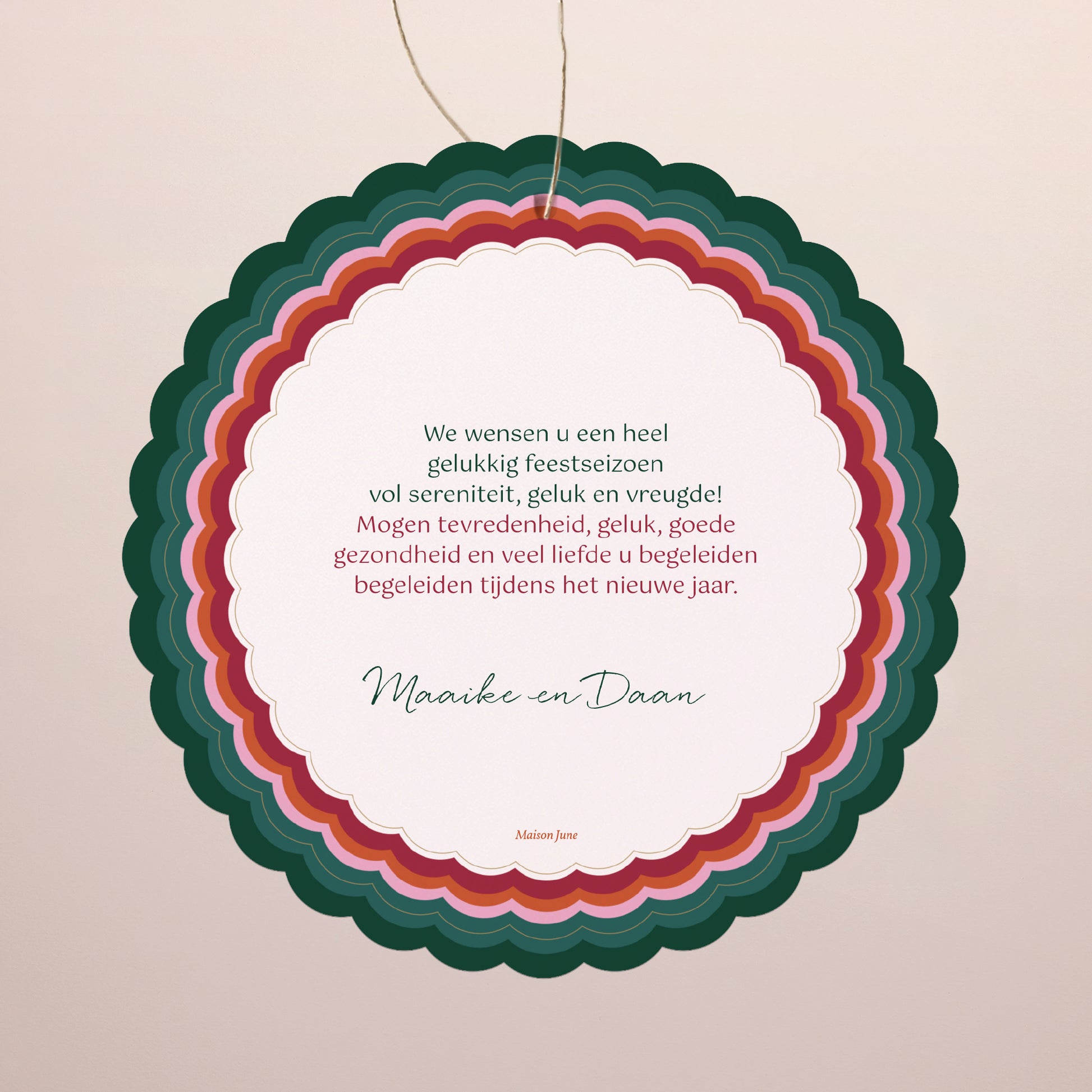 Kerstkaart Eindejaar Om op te hangen. Kerstlicht foto N° 2