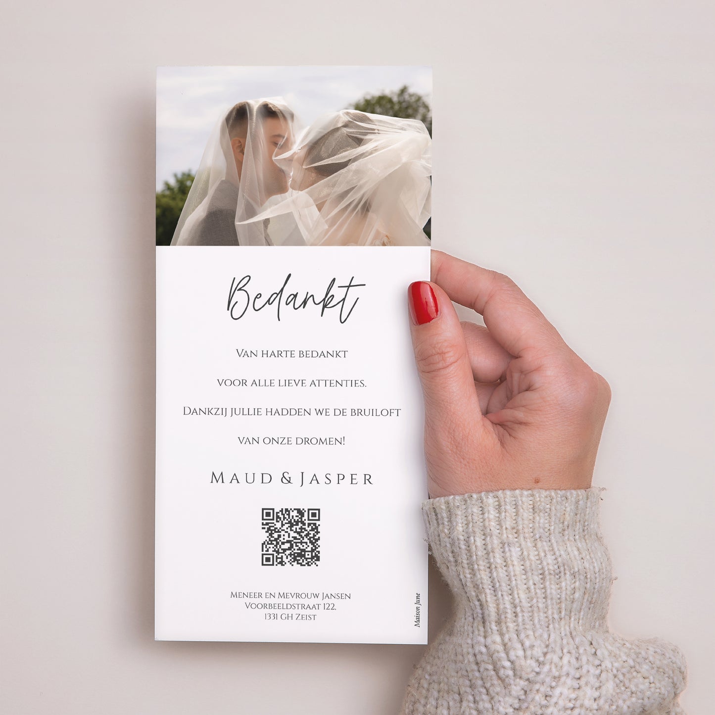 Bedankkaart Huwelijk Panoramisch portret De mooiste dag foto N° 3