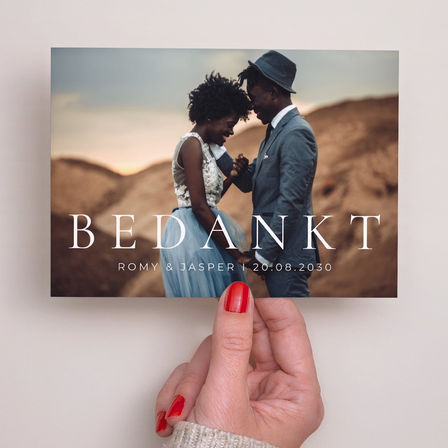 Bedankkaart Huwelijk Landschap B E D A N K T foto N° 3