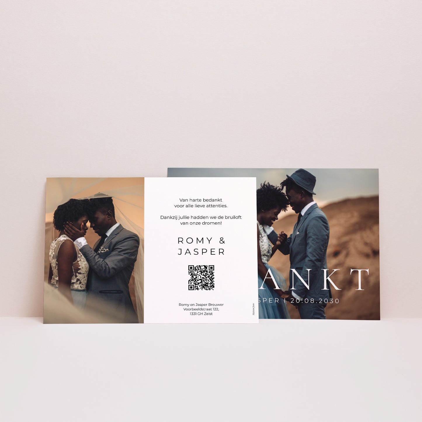 Bedankkaart Huwelijk Landschap B E D A N K T foto N° 3