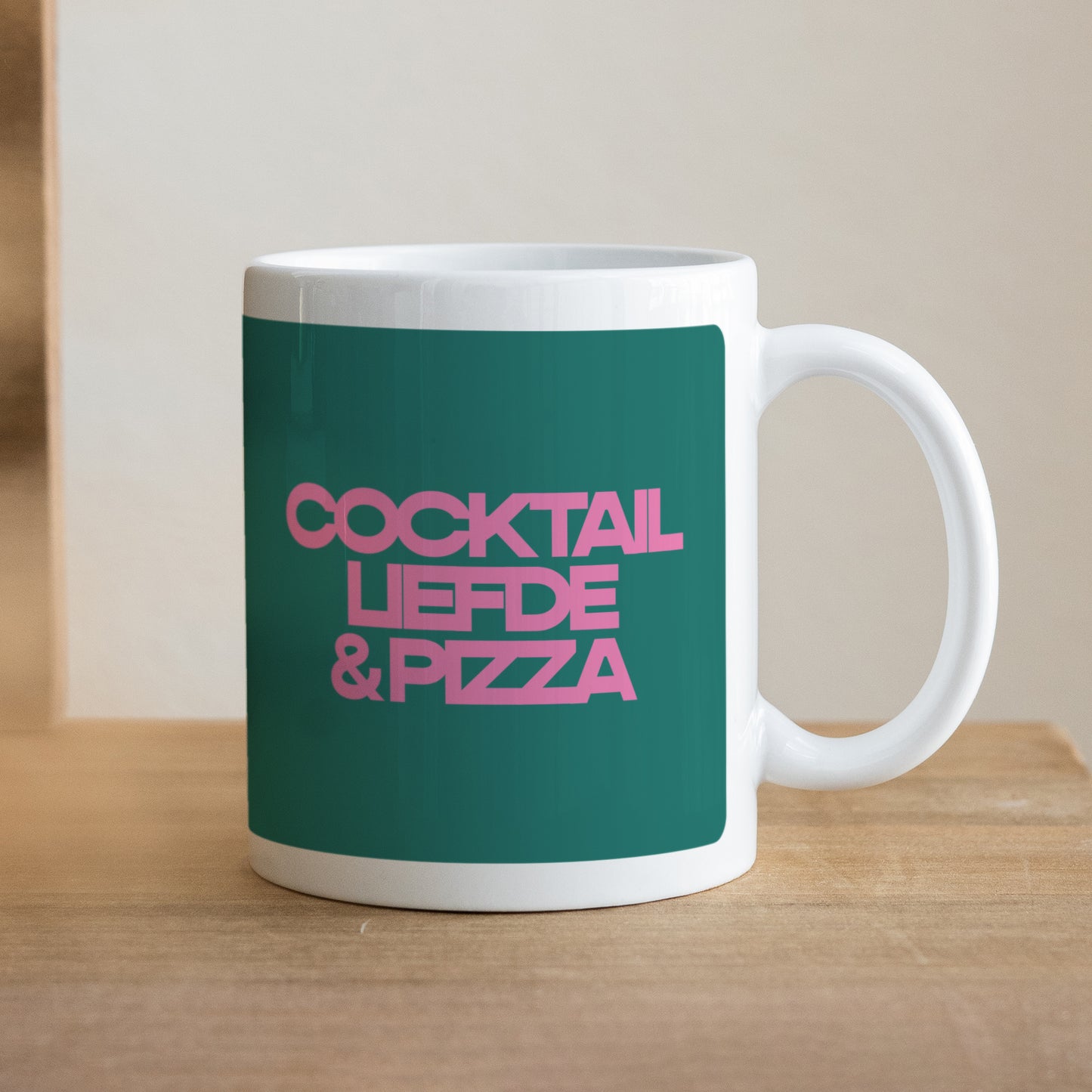 Mok Objecten Wit Cocktail, liefde en pizza foto N° 1