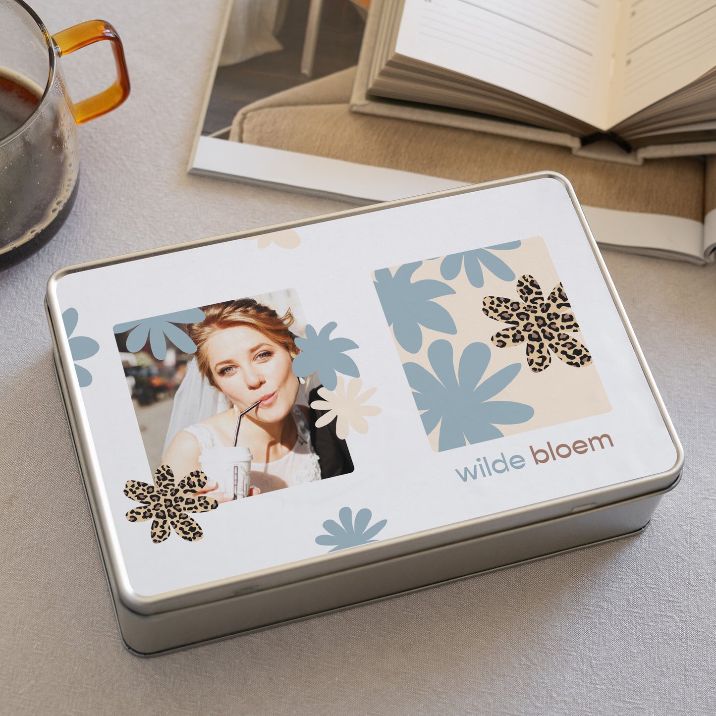 Metalen doos Objecten Rechthoek Wilde bloempje foto N° 2