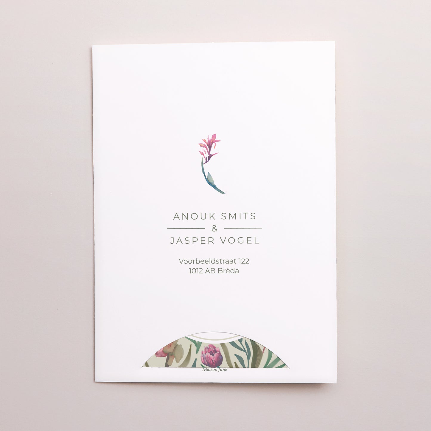 Uitnodigingskaart Huwelijk Map 2 kaarten Romantische florale foto N° 4