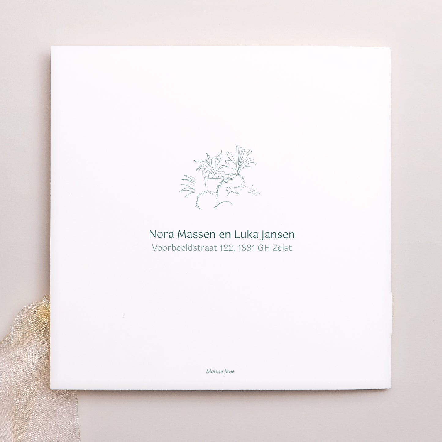 Uitnodigingskaart Huwelijk Vierkante tas, 3 kaarten, label Het domein van de Verlichting foto N° 4