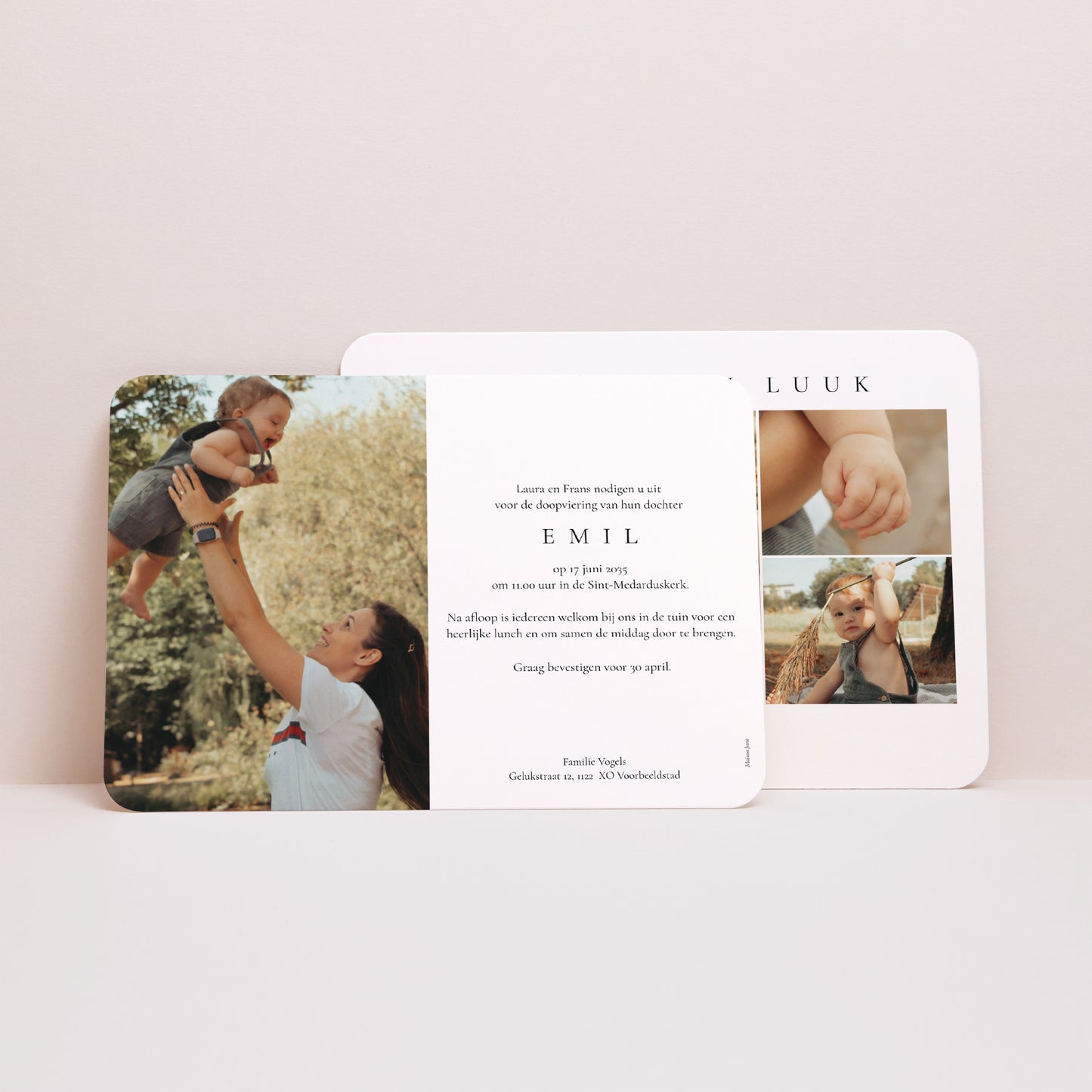 Doopuitnodiging Landschap, afgeronde randen Genade Licht foto N° 3