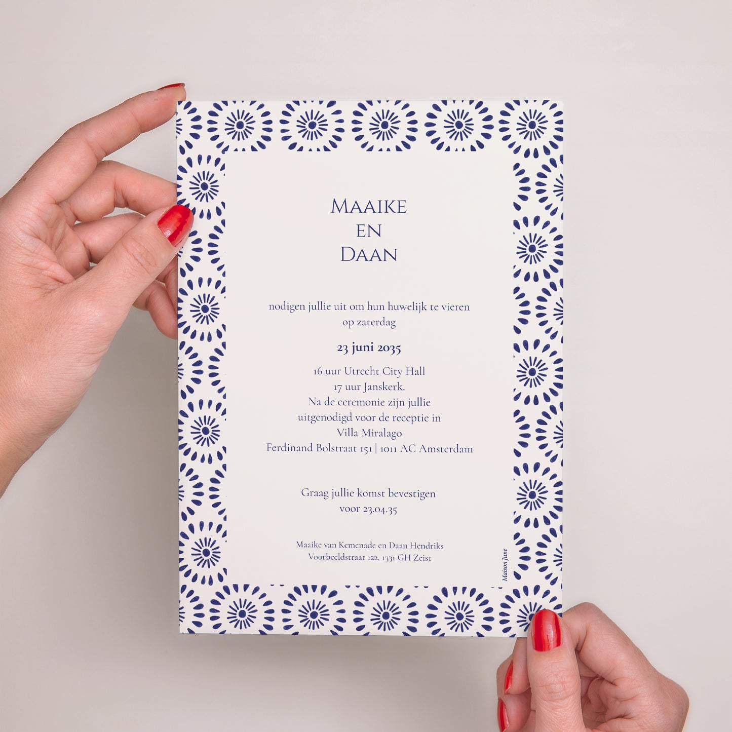 Trouwkaarten Portret Belofte van Azuur foto N° 3