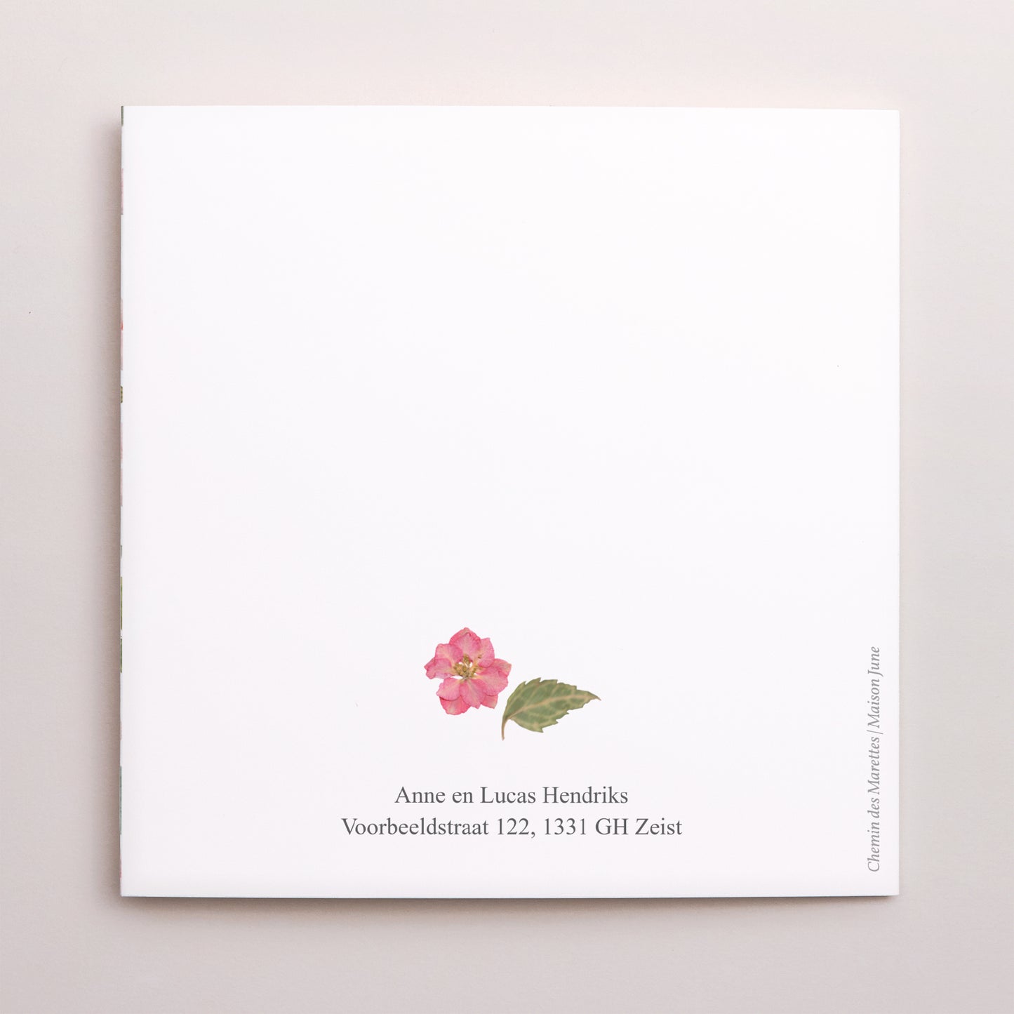 Bedankkaart Huwelijk Asymmetrisch triptiek Bloemenpoëzie foto N° 3