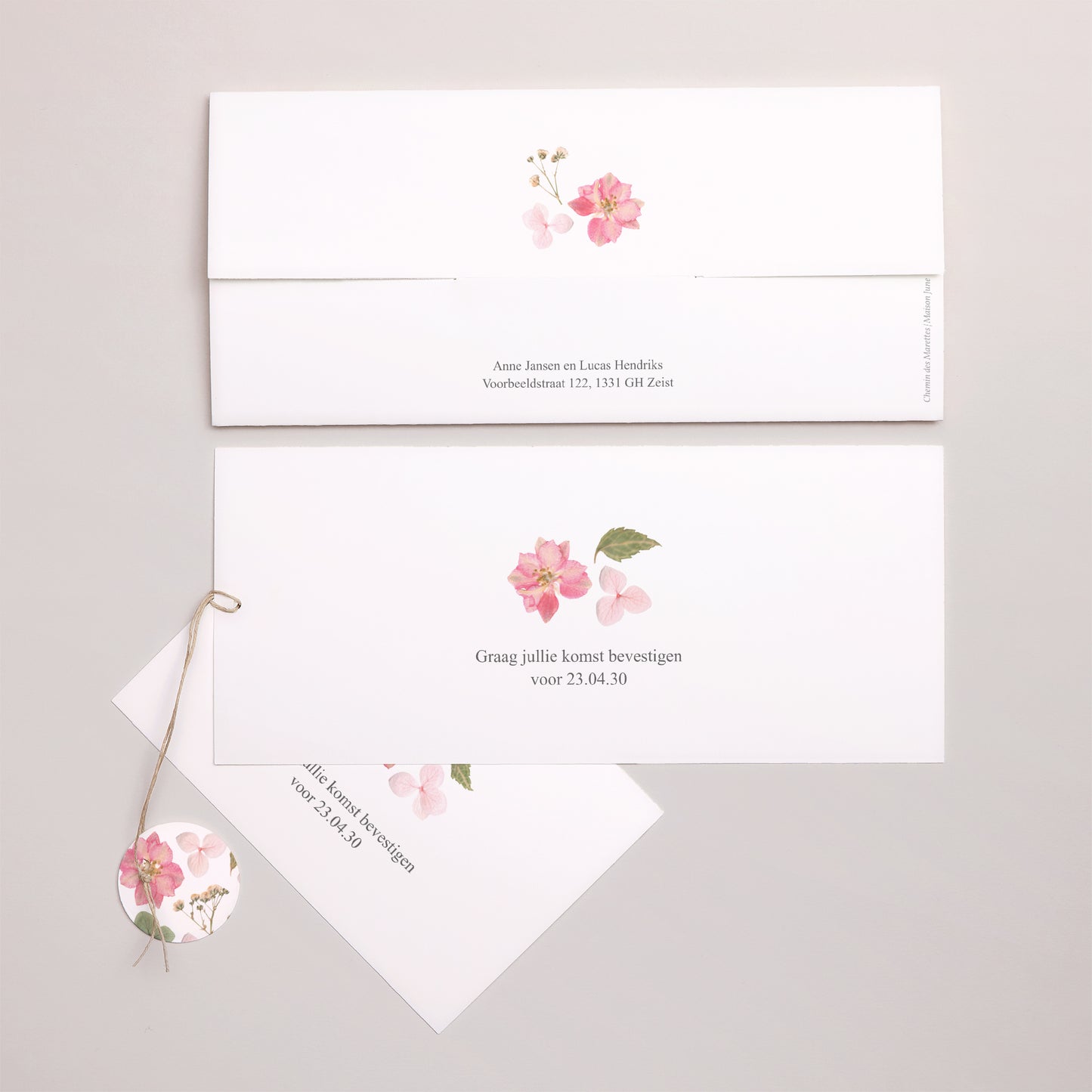 Trouwkaarten Mapje 2 kaarten, label Bloemenpoëzie foto N° 4
