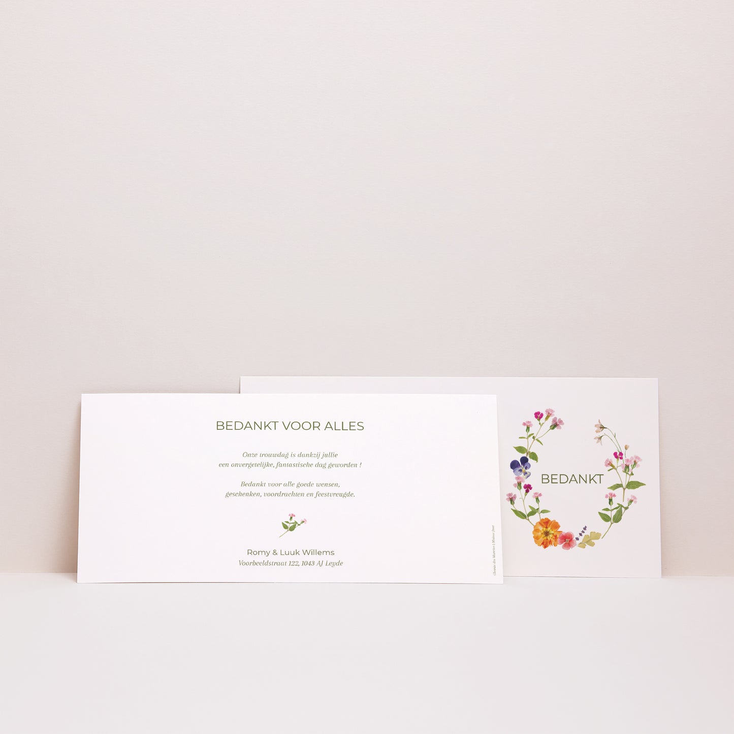 Bedankkaart Huwelijk Panoramisch landschap Zachte Oogst foto N° 3