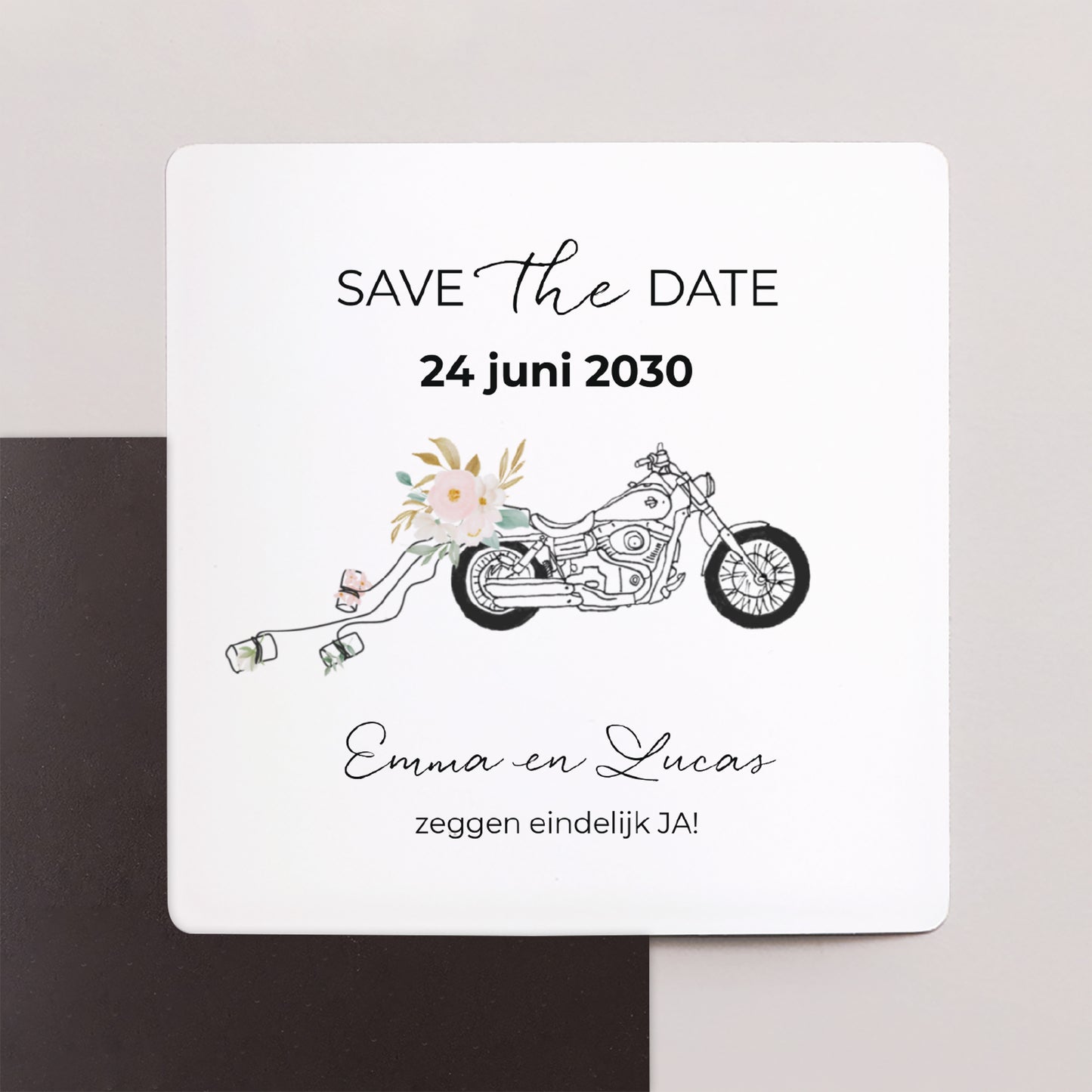 Save the date kaart Huwelijk Set van 9, magnetisch. Harley in bloei foto N° 1