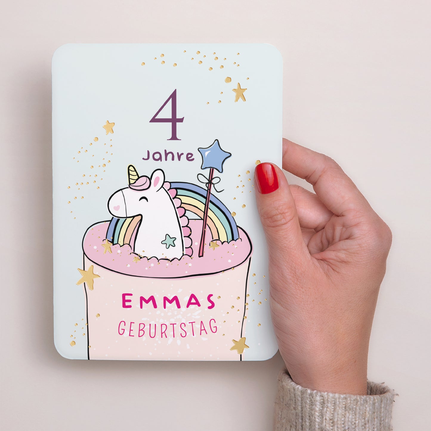 Invitations Anniversaire Enfant Portrait, bords arrondis Gâteau Licorne foto N° 5