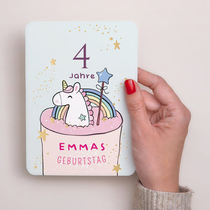 Invitations Anniversaire Enfant Portrait, bords arrondis Gâteau Licorne foto N° 5