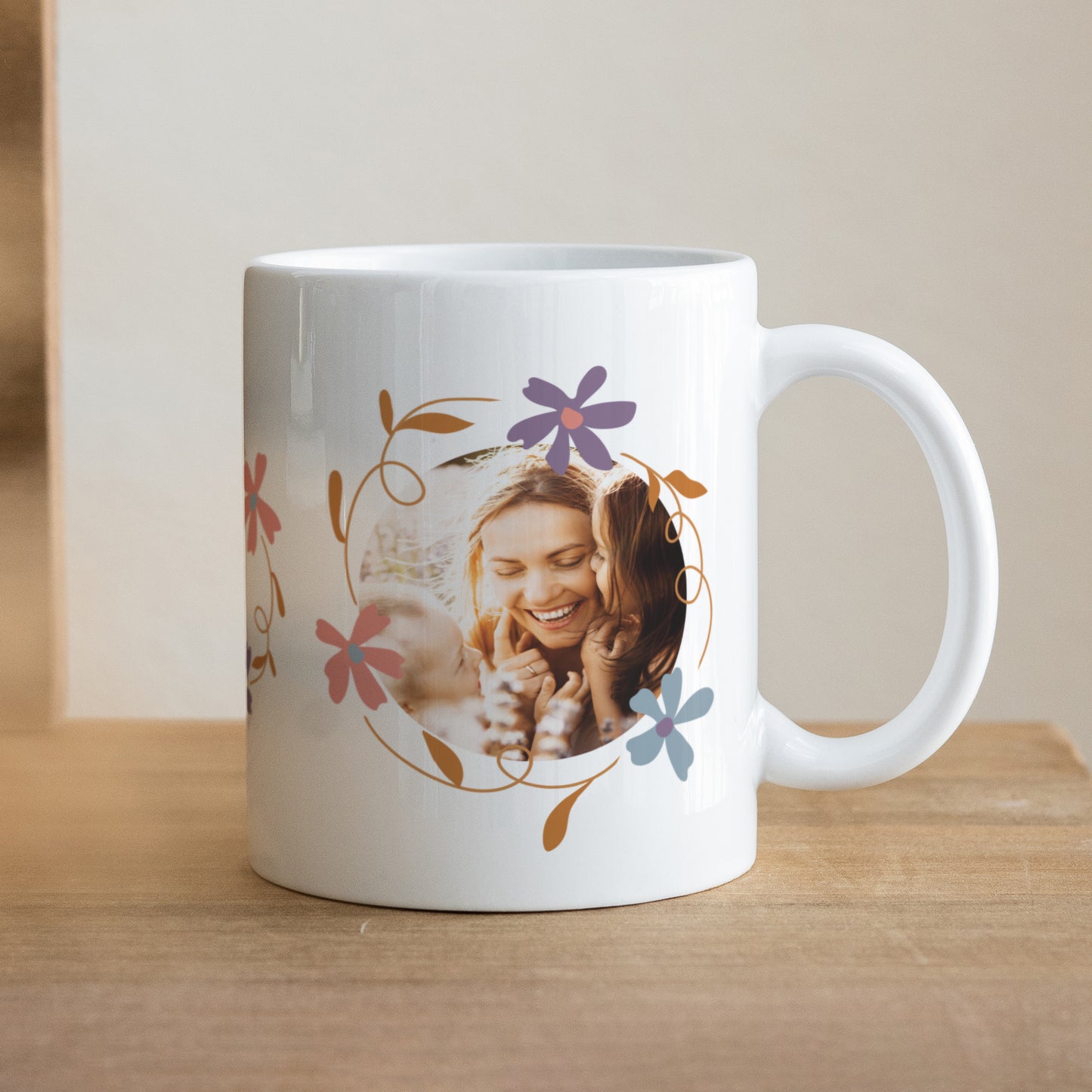Mug Objets Blanc Cercle de fleurs foto N° 5