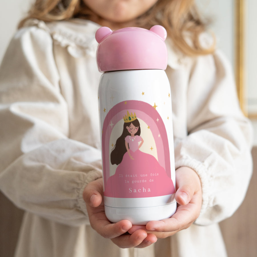 Roze kinderverjaardagswaterfles, 32 cl Rainbow Princess foto