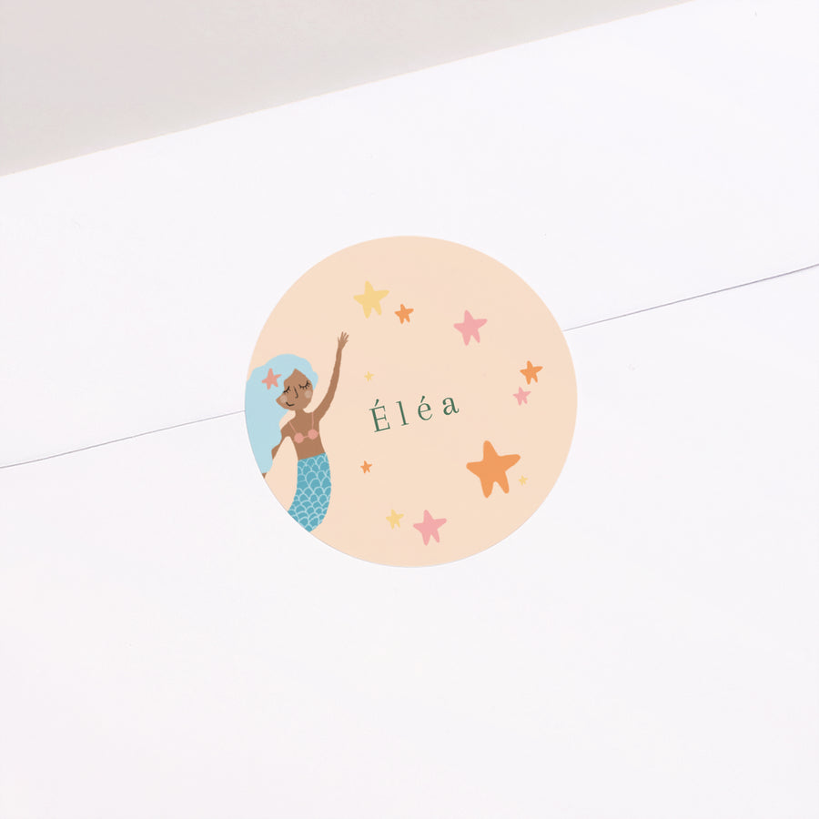 Leuke zeemeermin ronde kinderverjaardagssticker foto