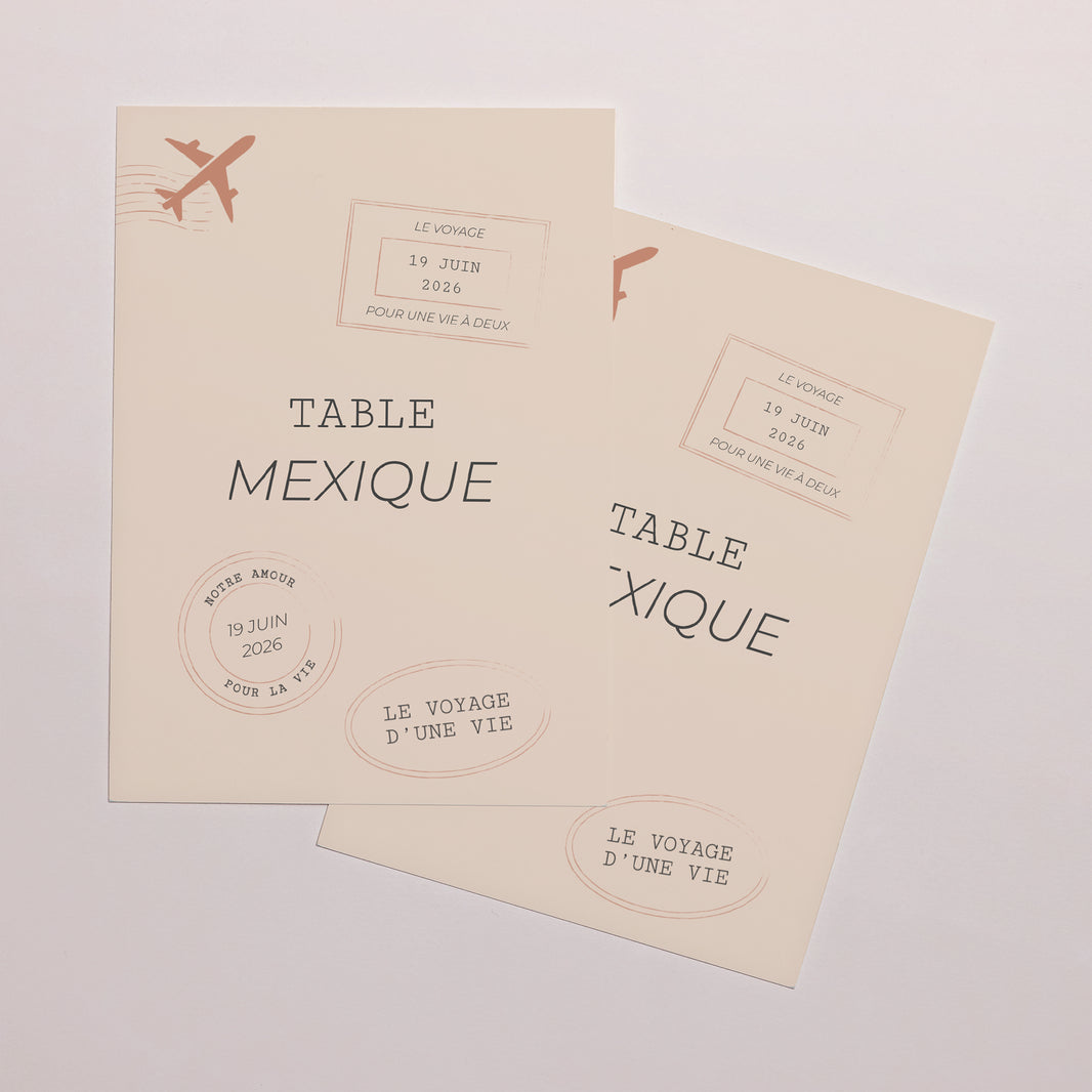 Marque table Mariage Rectangle Le voyage d'une vie foto N° 2