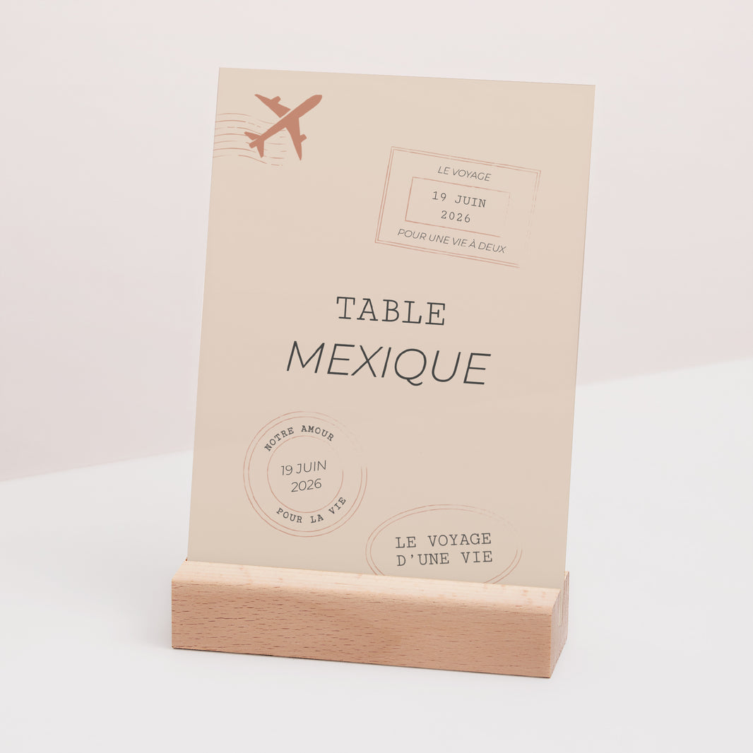 Marque table Mariage Rectangle Le voyage d'une vie foto N° 3