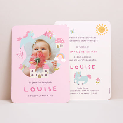 Invitations Anniversaire Enfant Portrait, bords arrondis Petit monde enchanté foto N° 1