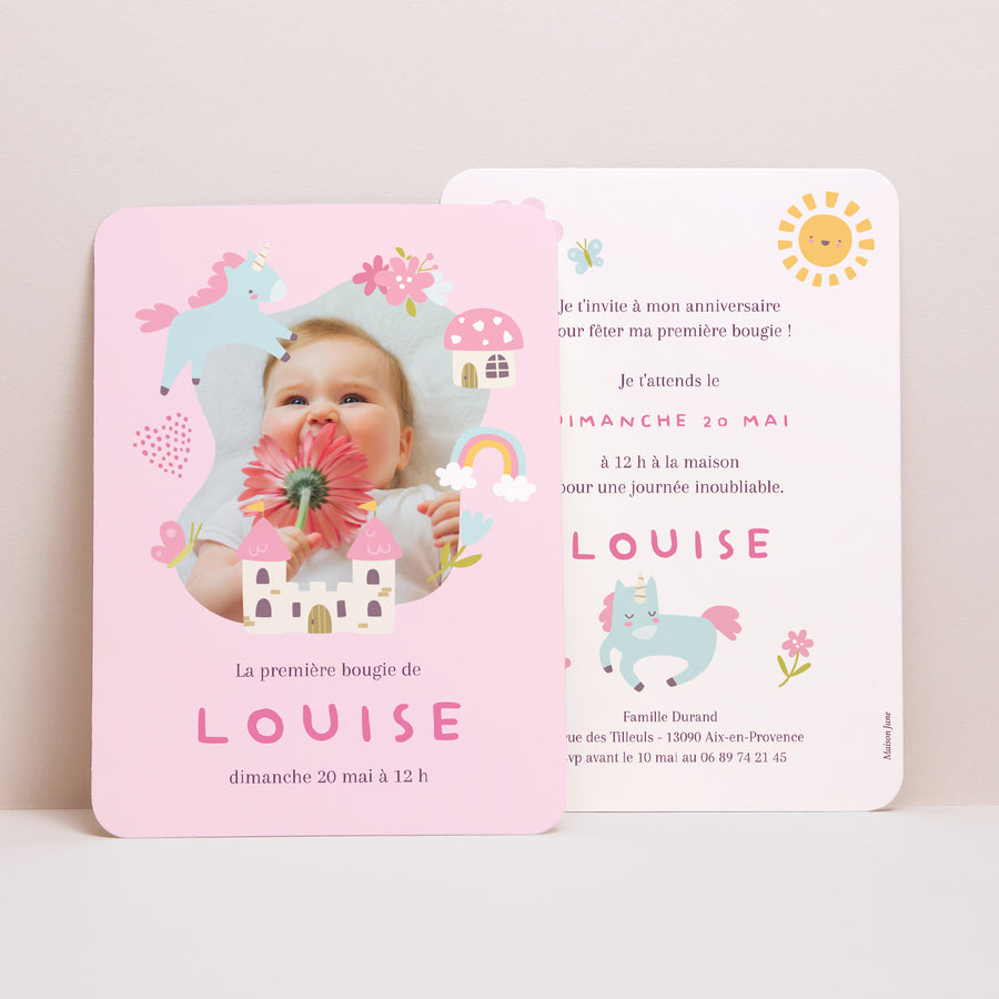 Invitations Anniversaire Enfant Portrait, bords arrondis Petit monde enchanté foto
