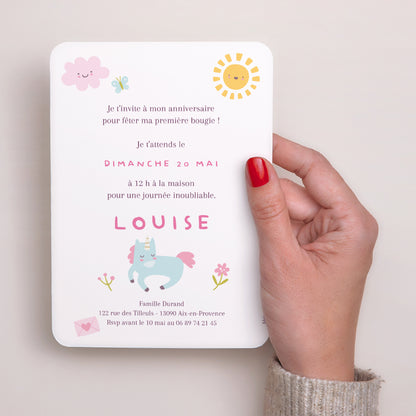 Invitations Anniversaire Enfant Portrait, bords arrondis Petit monde enchanté foto N° 3