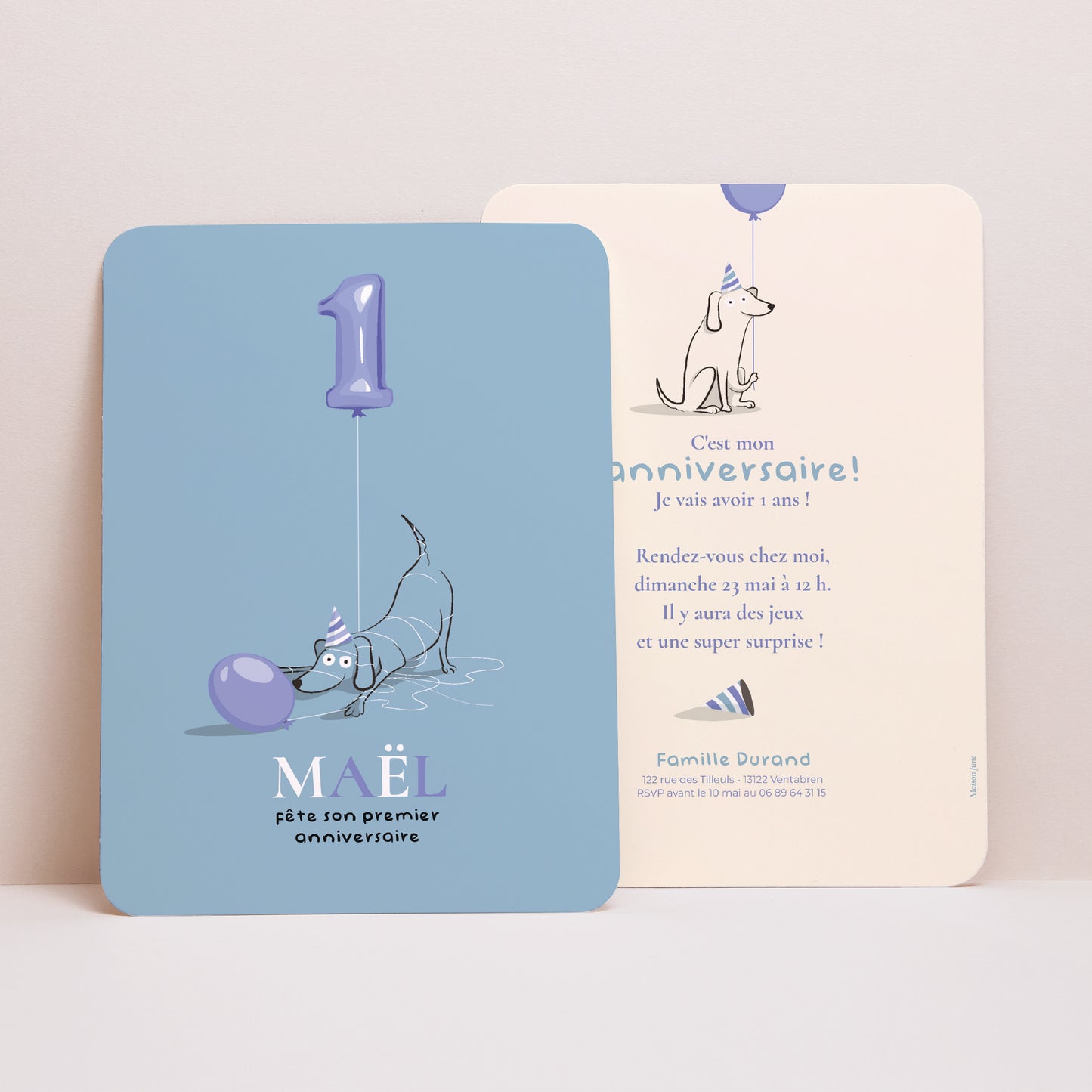 Invitations Anniversaire Enfant Portrait, bords arrondis Le chien turquoise foto N° 1