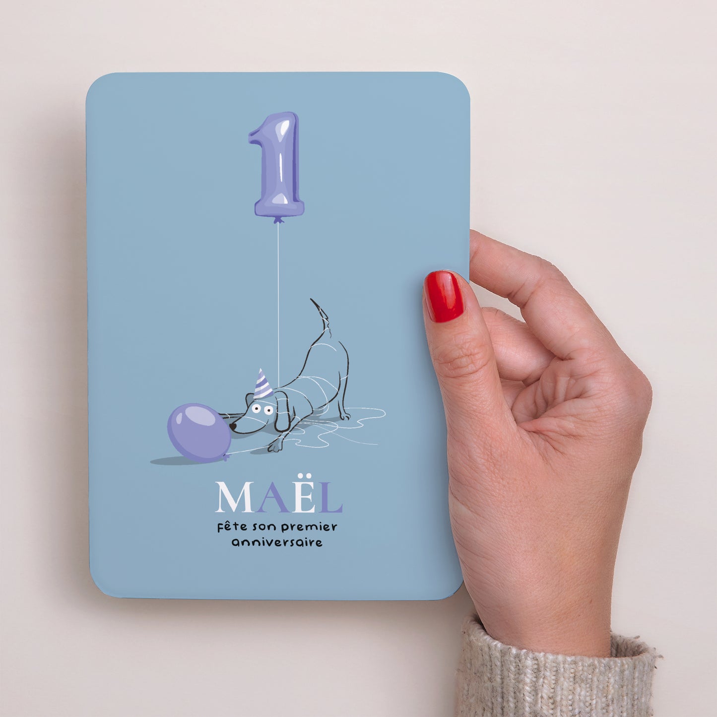 Invitations Anniversaire Enfant Portrait, bords arrondis Le chien turquoise foto N° 2