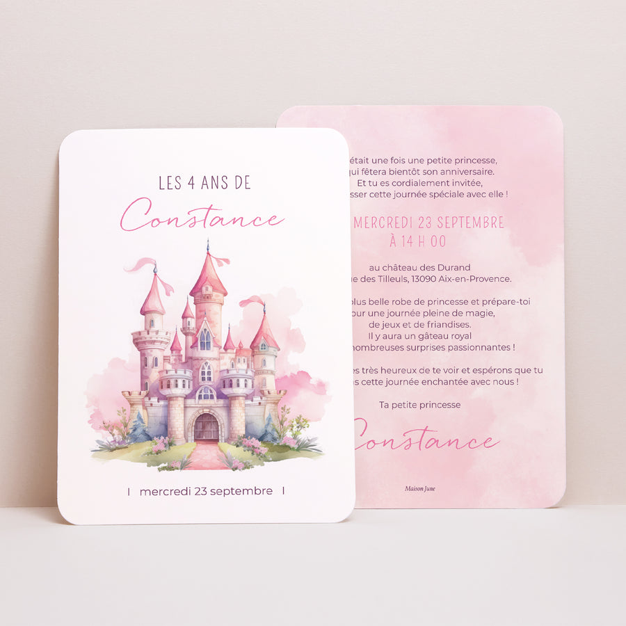 Invitations Anniversaire Enfant Portrait, bords arrondis Le château de princesse foto