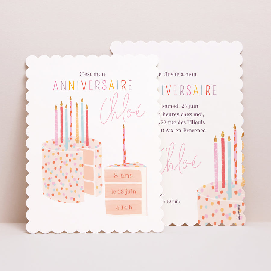 Invitations Anniversaire Enfant Portrait, bords biscuit Gâteau d'anniversaire foto