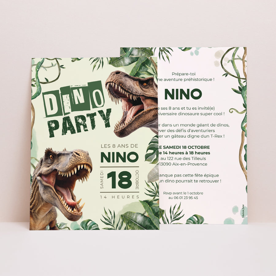 Invitations Anniversaire Enfant Portrait Dino party foto