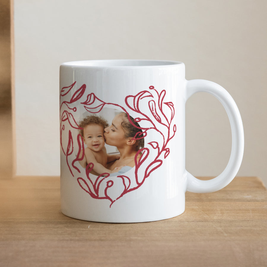 Mug Objets Blanc Cœur feuillu foto