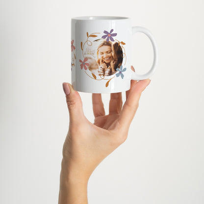 Mug Objets Blanc Cercle de fleurs foto N° 2
