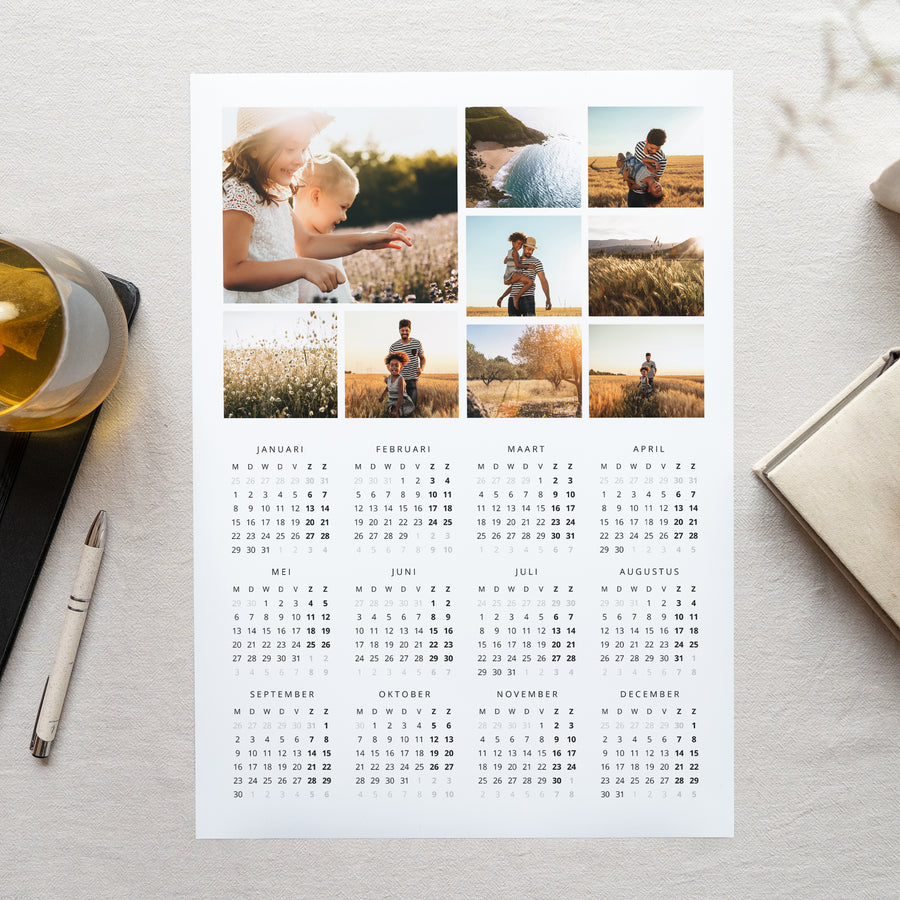 Kalender Eindejaar Monopagina portret Foto Pell-mell-kalender foto