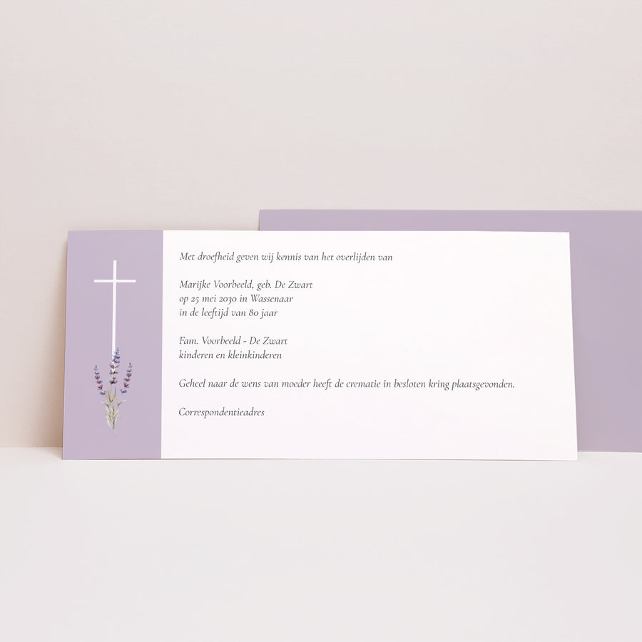 Uitnodigingskaart Overlijden Panoramisch landschap Croix violette - bedankt voor de dood foto