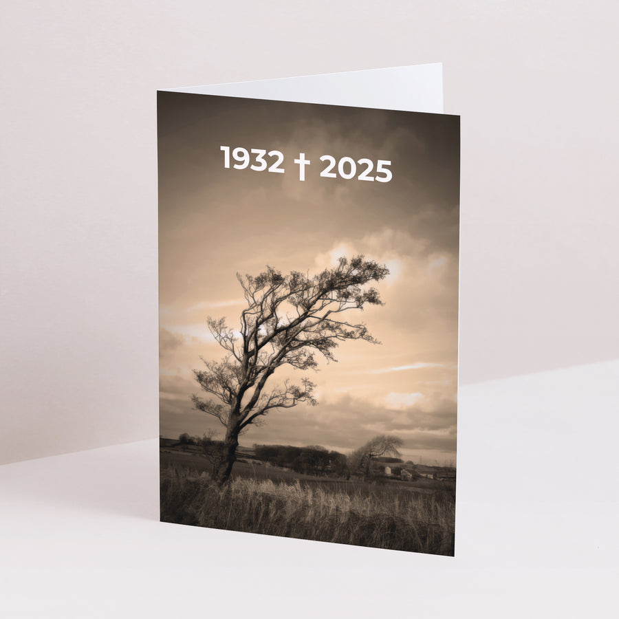 Uitnodigingskaart Overlijden Dubbel portretvenster Bij het aanbreken van een nieuwe dag foto