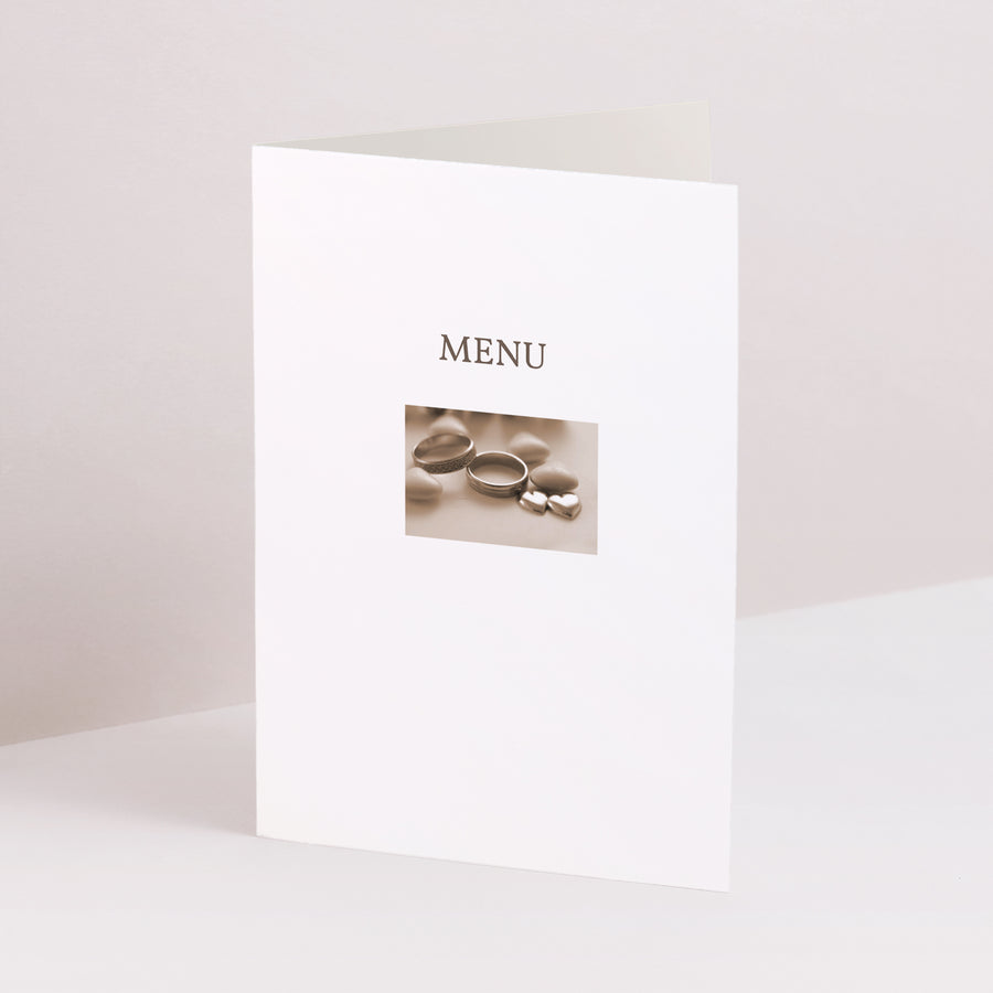 Menukaart Huwelijk Dubbel portretvenster Alliantie van twee harten foto