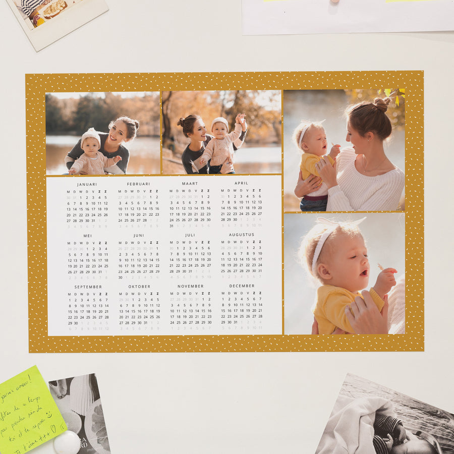 Kalender Eindejaar Magnetisch, enkelvoudig landschap Kerstkleur foto