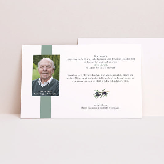 Uitnodigingskaart Overlijden Landschap Olijftak - Universele rouw foto