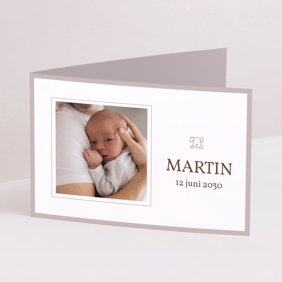 Uitnodigingskaart Geboorte Dubbele landschapspanelen Martin en de puppy foto