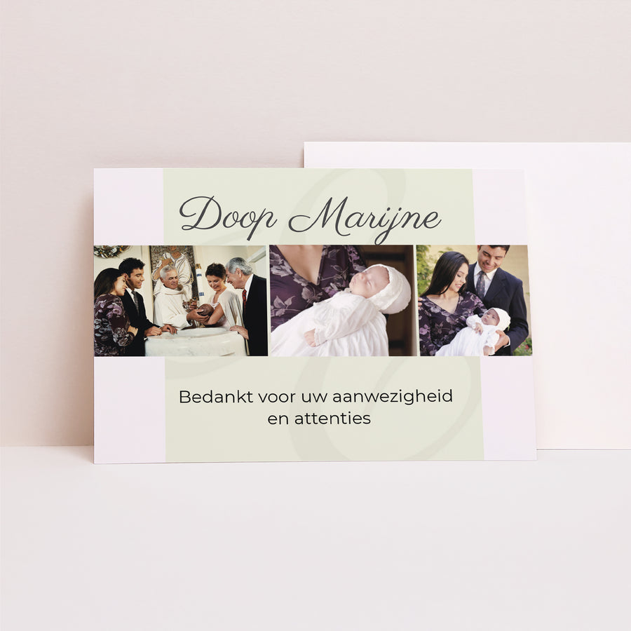 Bedankkaart Doop Landschap Ceremonie - Beige foto