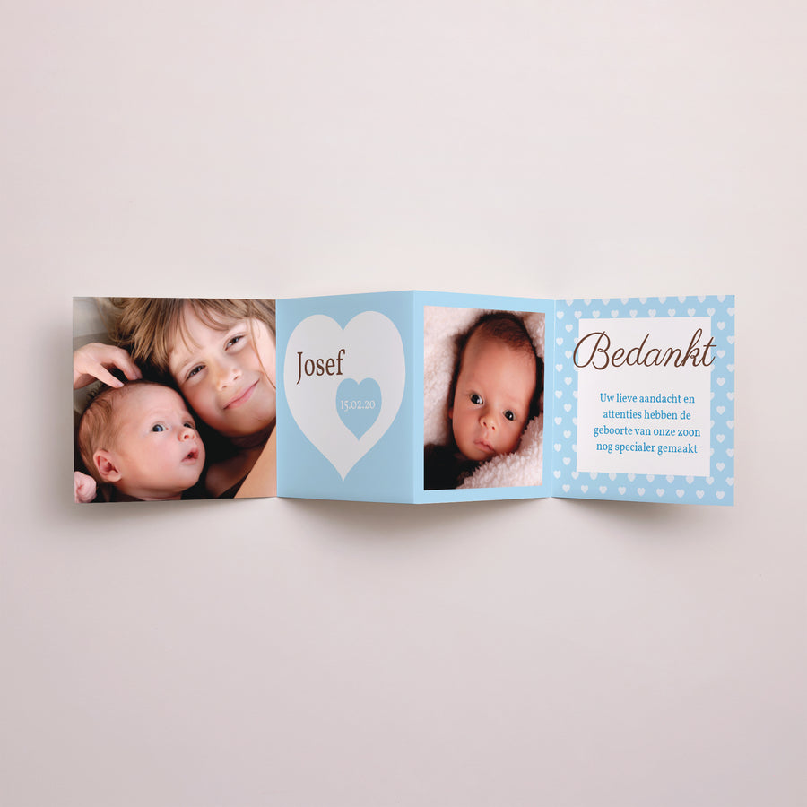 Bedankkaart Geboorte Accordeon Mijn geboorte - Blauw foto