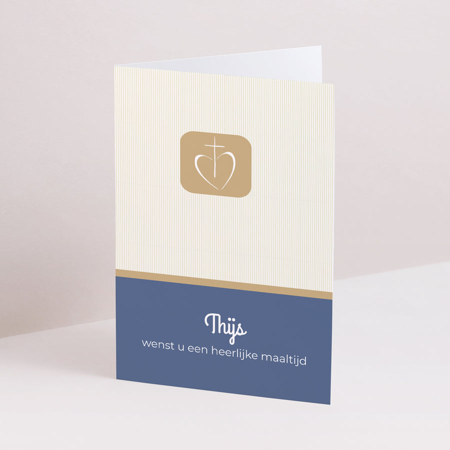 Menukaart Communie Dubbel portretvenster Communie, geloofsbelijdenis - beige foto