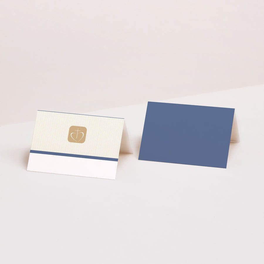 Naamkaartjes Communie 2 luiken Communie, geloofsbelijdenis - beige foto